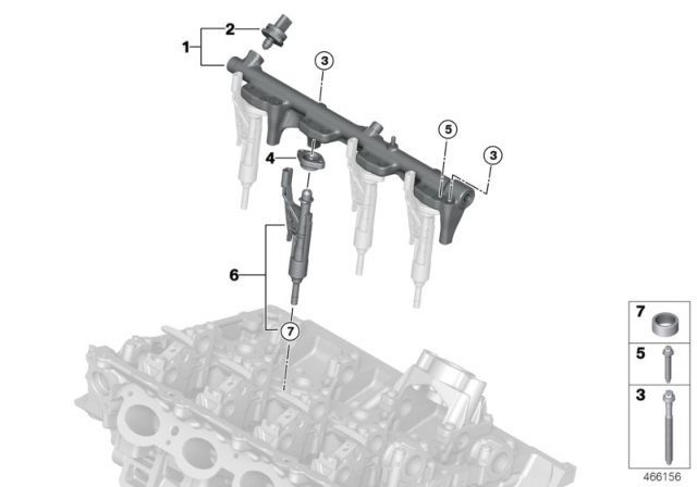 2020 BMW X4 High-Pressure Rail / Injector / Mounting Diagram