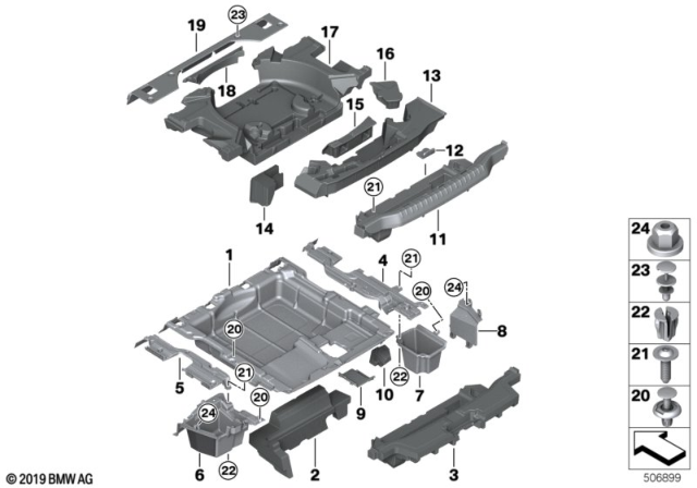 2020 BMW X4 Storage Tray, Luggage-Compartment Floor Diagram
