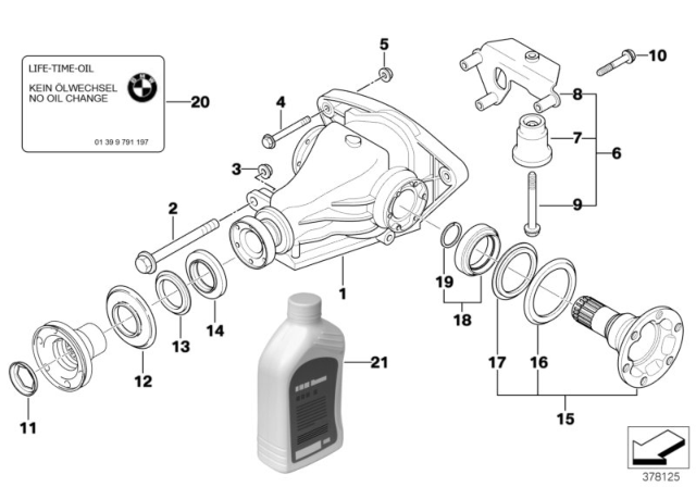 1999 BMW 740iL Rear Differential Carrier Diagram for 33107504643