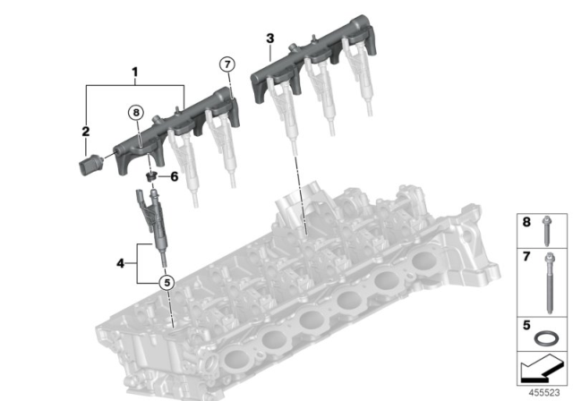 2020 BMW M240i xDrive High-Pressure Rail / Injector Diagram