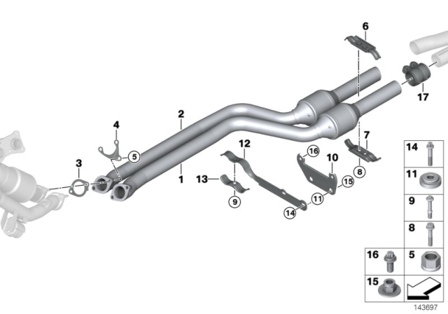2013 BMW 328i xDrive Catalytic Converter / Front Silencer Diagram