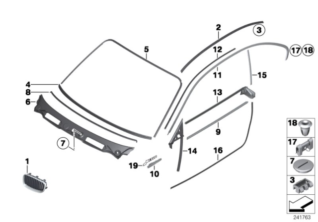 2011 BMW 1 Series M Roof Moulding Prime-Coated Left Diagram for 51132996977