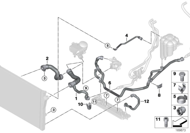 2013 BMW X6 Cooling System - Water Hoses Diagram