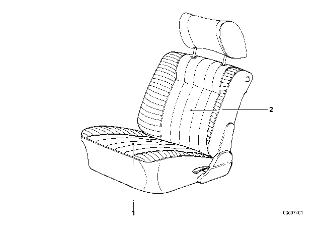 1988 BMW 325is Seat Cover Front Diagram