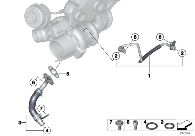 2014 BMW 428i Oil Supply, Turbocharger Diagram