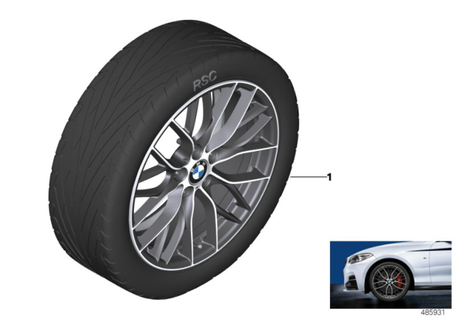 2016 BMW 340i BMW LA Wheel M Performance Double Spoke Diagram 1
