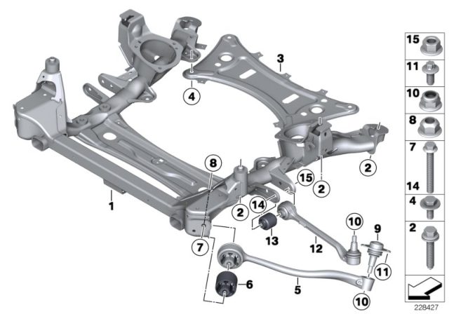 2014 BMW X3 Front Axle Support, Wishbone / Tension Strut Diagram