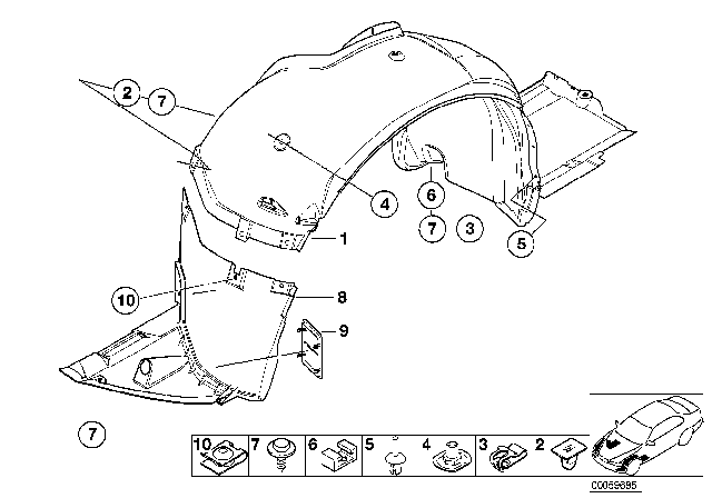 2000 BMW 328Ci Wheel Arch Trim Diagram