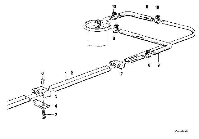 1989 BMW 325is Fuel Pipe And Mounting Parts Diagram