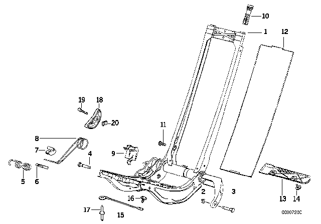 1996 BMW M3 BMW Sports Seat Frame Mechanical Diagram 1