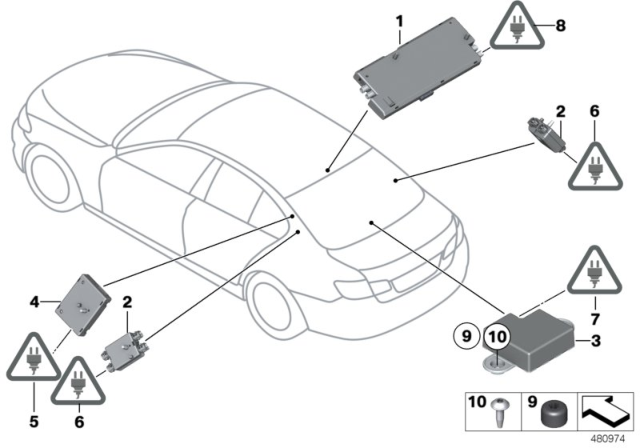 2013 BMW 535i Single Parts For Antenna-Diversity Diagram