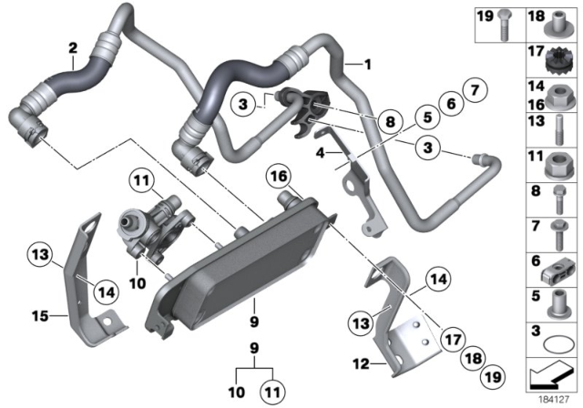 2011 BMW 740Li Oil Cooling Pipe Inlet Diagram for 17227584007