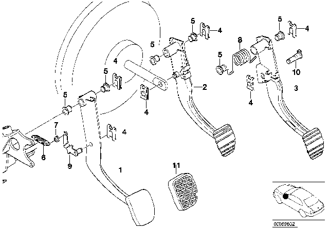 1998 BMW 740i Pedals Supporting Bracket / Brake Pedal Diagram