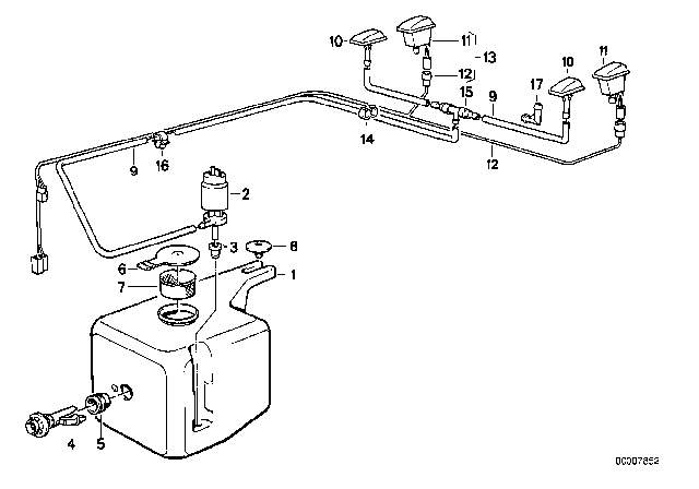1988 BMW 325is Single Parts For Windshield Cleaning Diagram