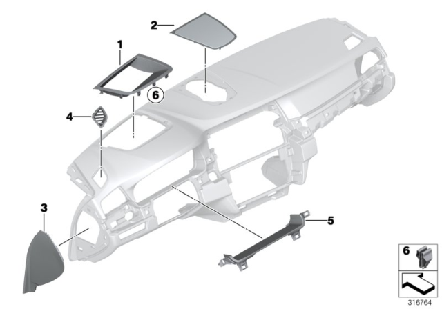 2015 BMW 550i Mounting Parts, Instrument Panel Diagram 3