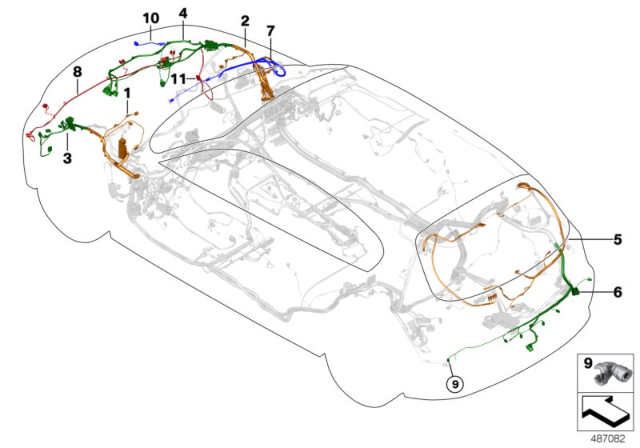 2012 BMW 128i Repair. Cable Set, Front End Area, Right Diagram for 61119180542