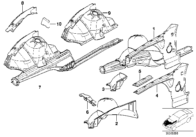 1999 BMW 323is Wheel Arch Front Diagram