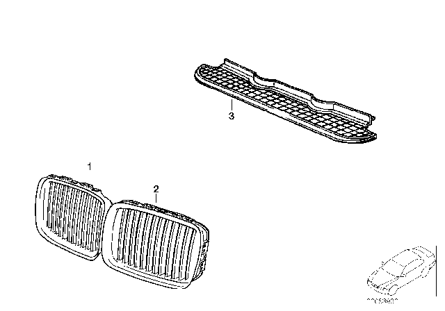 1994 BMW 320i Grille Right Diagram for 51138122238
