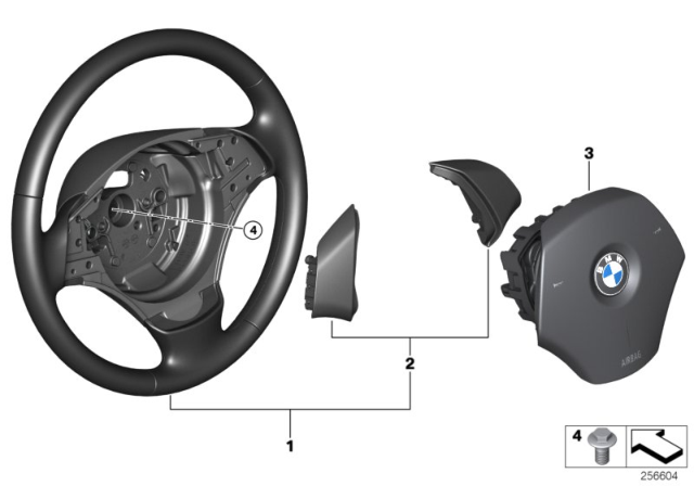 2009 BMW 328i Steering Wheel, Leather Diagram