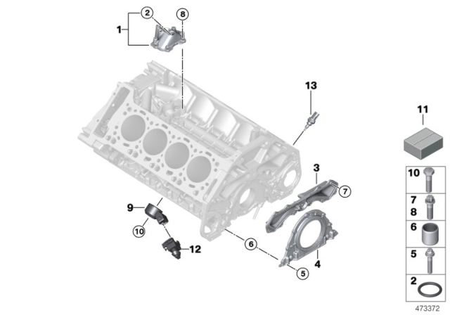 2013 BMW X6 Engine Block & Mounting Parts Diagram 2
