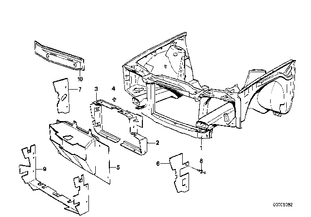1991 BMW M3 Front Body Parts Diagram 1