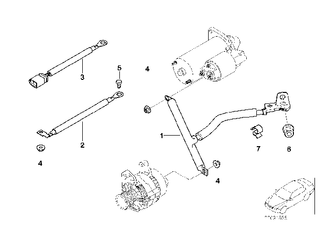 2007 BMW 550i Cable Alternator-Starter-Base B Diagram for 12427545877