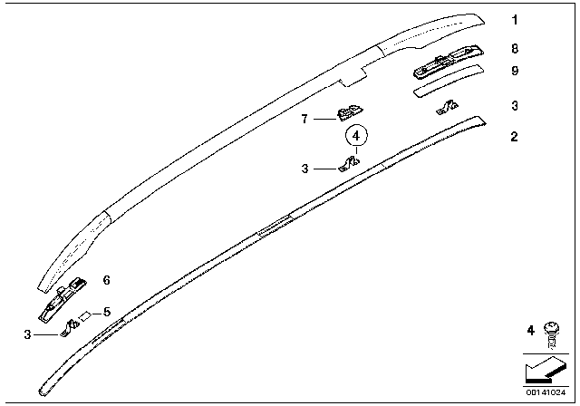 2001 BMW 325i Base, Roof Railing Diagram for 51137006318