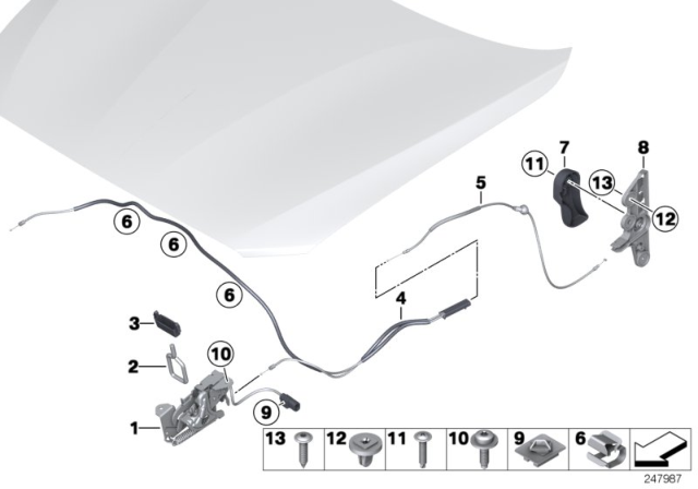 2019 BMW M240i xDrive Bonnet / Closing System / Mounted Parts Diagram