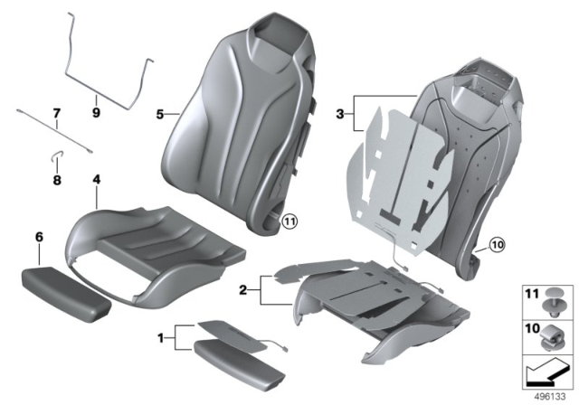 2015 BMW 435i Leather Cover Sport Backrest Left Diagram for 52108062621