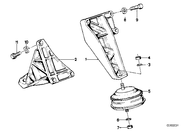 1991 BMW 735i Engine Suspension / Damper Diagram