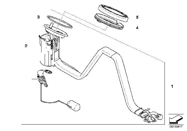 2007 BMW 525xi In-Tank Fuel Pump, Right Diagram for 16117373503