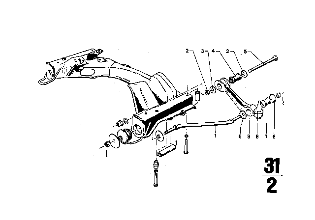 1969 BMW 2800CS Front Axle Support / Wishbone Diagram