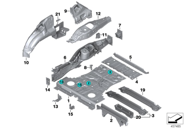 2010 BMW X5 Trunk Floor Diagram for 41127174380
