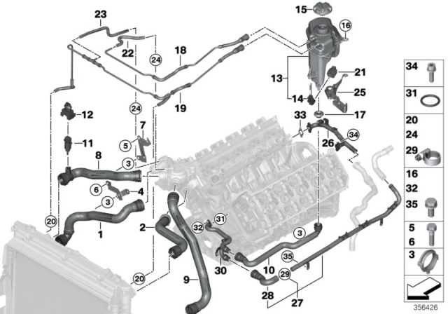 2010 BMW M6 Cooling Water Hoses Diagram