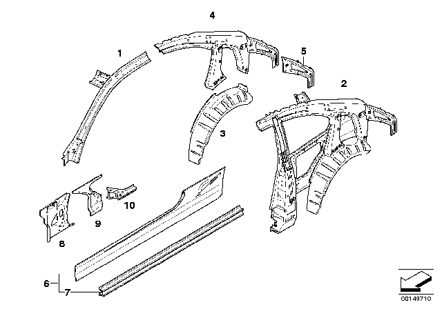 2012 BMW M3 Single Components For Body-Side Frame Diagram