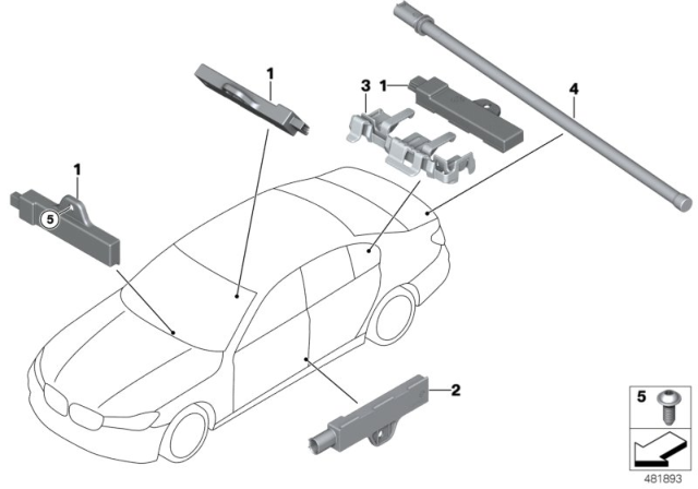 2018 BMW 540i Single Parts, Aerial, Comfort Access Diagram