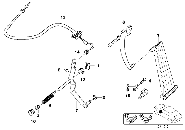 1994 BMW 320i Accelerator Pedal / Bowden Cable Diagram