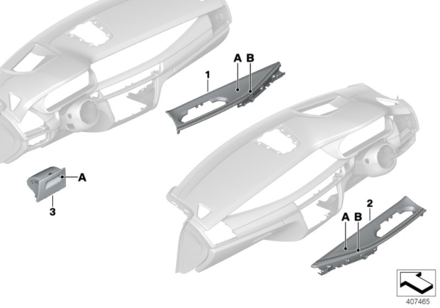 2018 BMW X6 Individual Dashboard, Mounting Parts Diagram