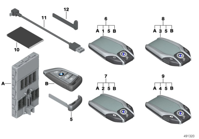 2019 BMW 740i BMW Display Key / Set Radio Remote Control With BDC Diagram
