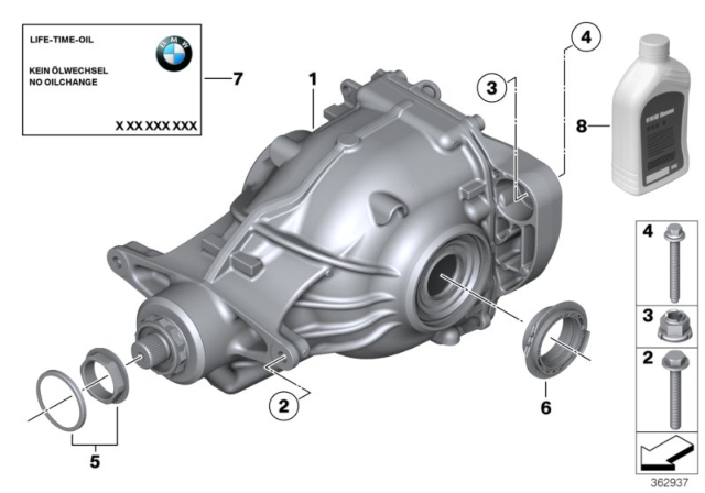 2012 BMW 750Li Rear Axle Drive Differential Diagram for 33107574691