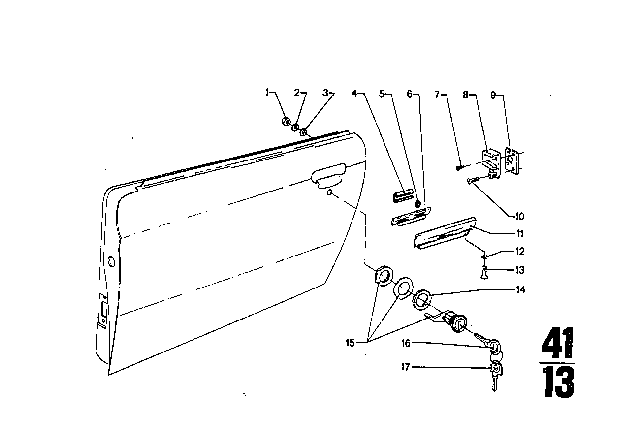 1971 BMW 2800CS Catch With Key Code Right Diagram for 51211809928