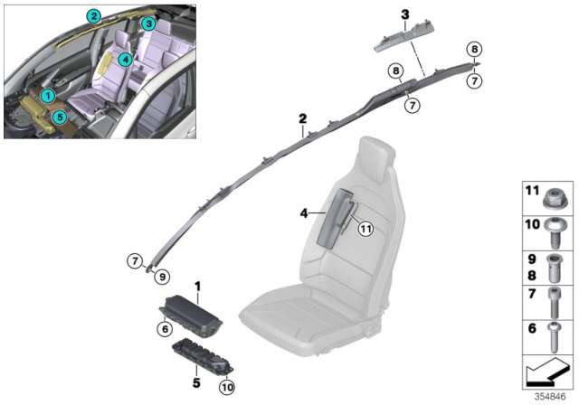 2014 BMW i3 Side Airbag, Front Left Seat Diagram for 72127389243
