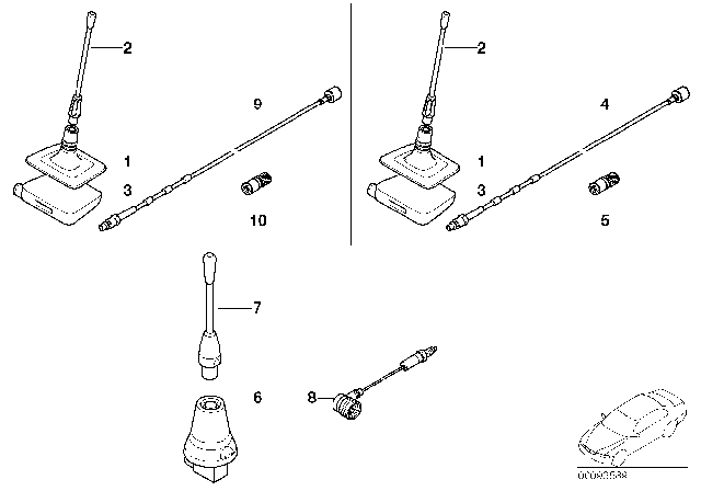 1999 BMW 750iL Single Parts For Siemens S10 Telephone Antenna Diagram