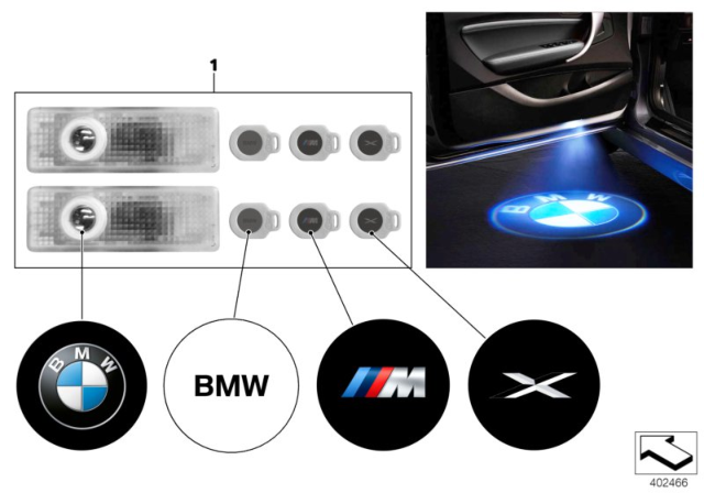 1998 BMW 318i Led Door Projectors Diagram for 63312289654