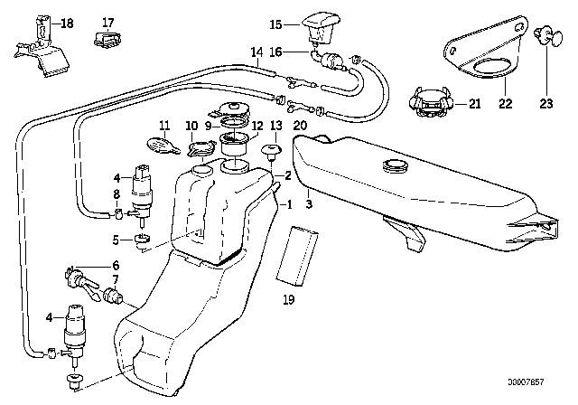 1990 BMW 535i Single Parts For Windshield Cleaning Diagram