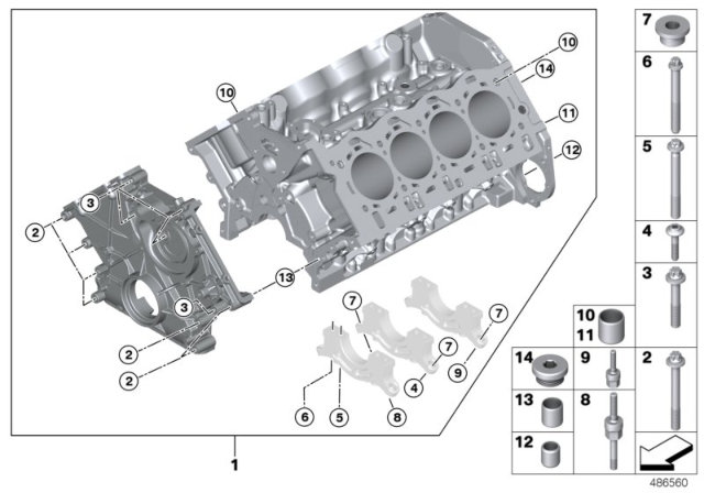 2017 BMW Alpina B7 Engine Block & Mounting Parts Diagram 1