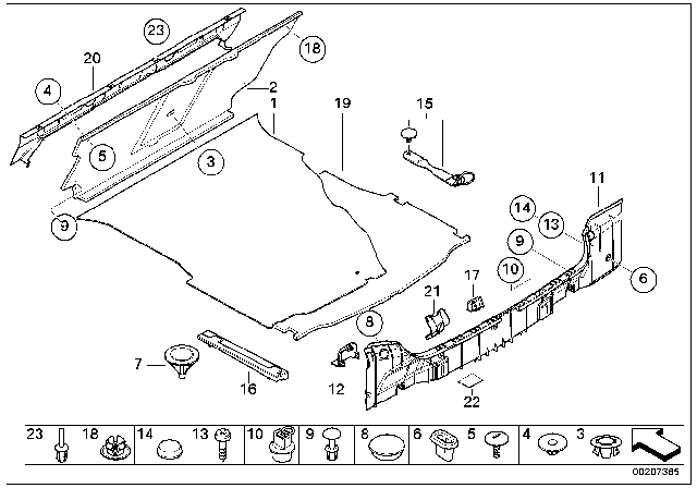 1999 BMW 323i Trunk Trim Panel Diagram