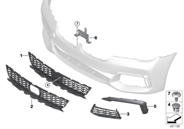 2019 BMW M760i xDrive Grille, Air Inlet, Middle Diagram for 51118061124