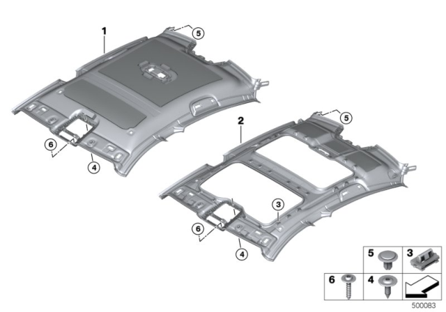 2020 BMW 840i xDrive Gran Coupe HEADLINING PANORAMIC ROOF Diagram for 51449882869