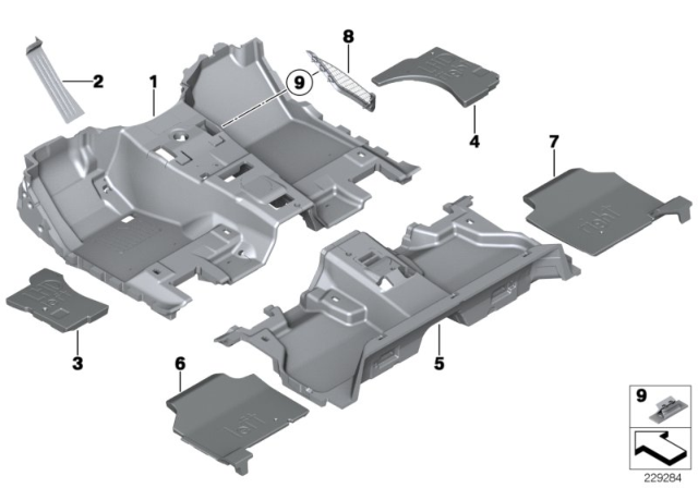 2018 BMW X4 Floor Covering Diagram